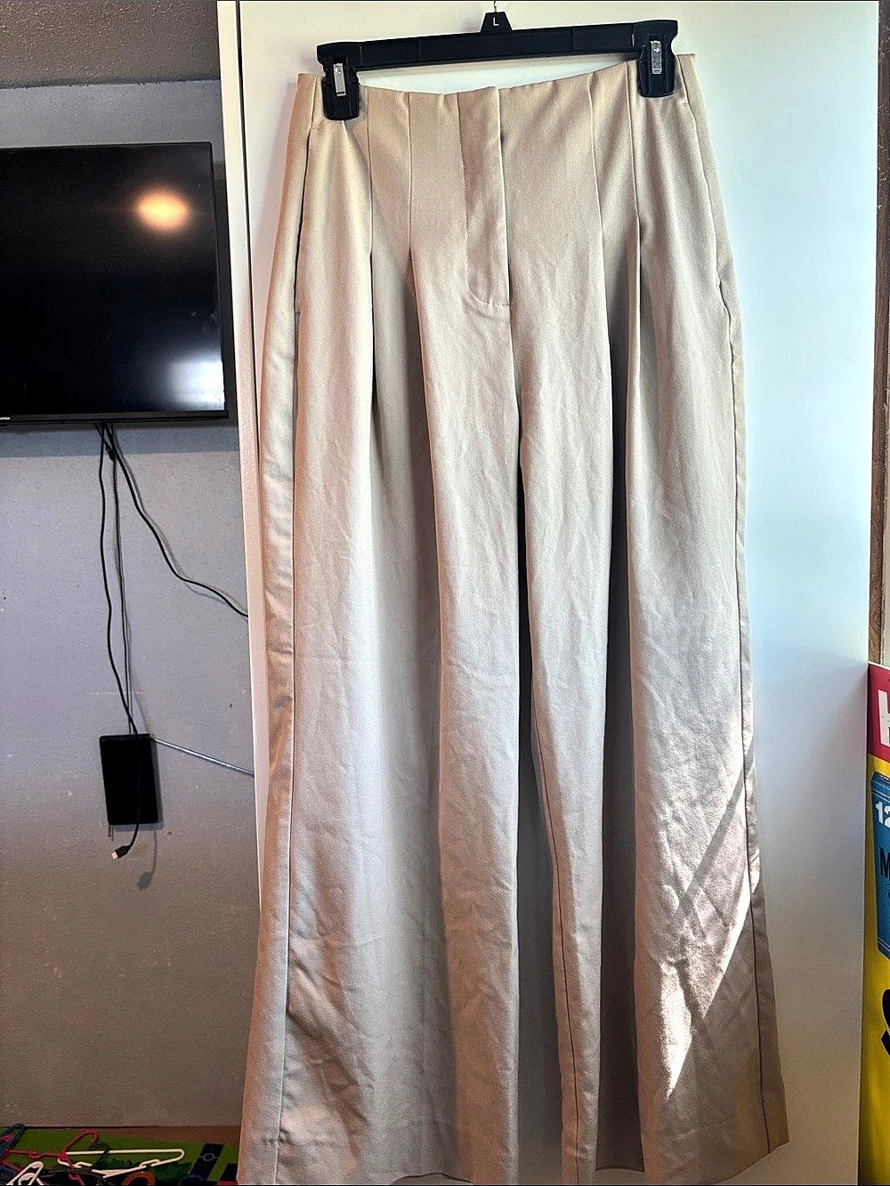 Abercrombie & Fitch A&F Sloane Tailored Wide Leg Pant Beige Size 25 Small